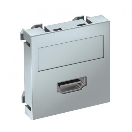 Мультимедийная розетка с разъемом HDMI, ширина 1 модуль, с прямым выводом, с винтовым зажимом  |  | HDMI | алюминиевый лак