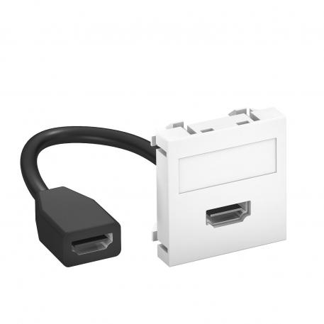 Мультимедийная розетка с разъемом HDMI, ширина 1 модуль, с прямым выводом, с соединительным кабелем  |  | HDMI | белоснежный; RAL 9010
