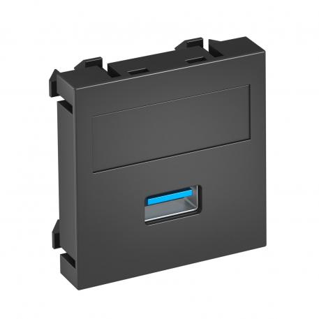 Мультимедийная розетка с разъемом USB 2.0/3.0, 1 модуль, с прямым выводом, с винтовым зажимом Прямой |  | USB | цвет: черный; RAL 7021