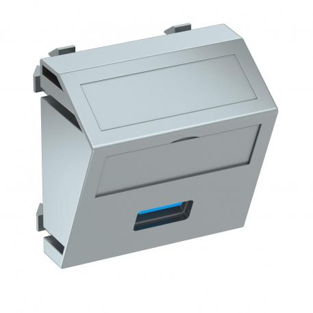 Мультимедийная розетка с разъемом USB 3.0, ширина 1 модуль, с наклонным выводом, с винтовым зажимом  |  | USB | алюминиевый лак