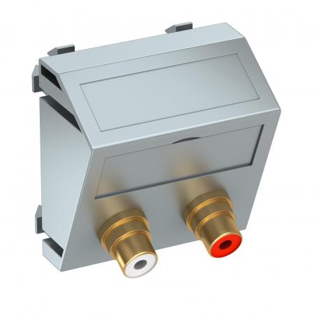 Audio cinch connection, 1 module, slanting outlet, as soldered connection, aluminium-painted  |  | Cinch | Aluminium painted
