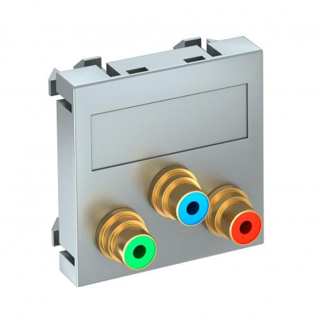 Мультимедийная рамка с разъемами Component Video, ширина 1 модуль, с прямым выводом, для соединения пайкой  |  | Cinch | алюминиевый лак