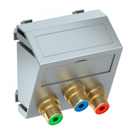 Мультимедийная розетка с разъемом Component Video, ширина 1 модуль, с наклонным выводом, для соединения пайкой  |  | Cinch | алюминиевый лак