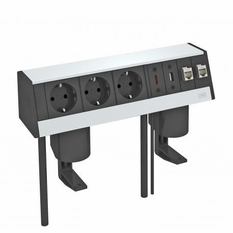 Deskbox DB, with fastening clamp, 3 sockets, HDMI, USB 3.0, 2x RJ45 Cat. 6