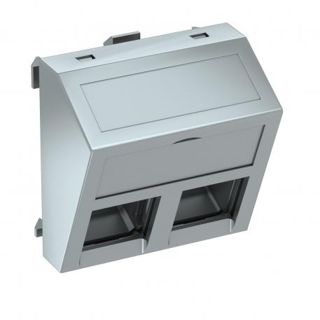 Корпус компьютерной розетки С, ширина 1 модуль, с наклонным выводом, без пылезащитных шторок нет | алюминиевый лак