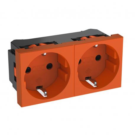 0° socket, protective contact, double 2 | двойная 0° | оранжевый; RAL 2004