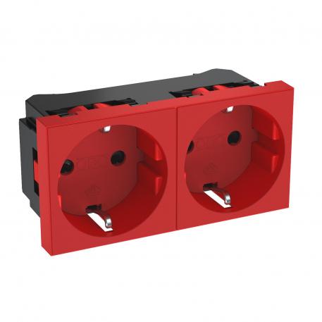 0° socket, protective contact, double 2 | двойная 0° | красный; RAL 3001