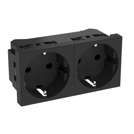 0° socket, protective contact, double 2 | двойная 0° | цвет: черный; RAL 7021