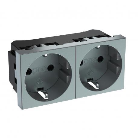 0° socket, protective contact, double 2 | двойная 0° | алюминиевый лак