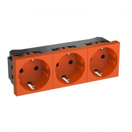 0° socket, protective contact, triple 3 | тройная 0° | оранжевый; RAL 2004