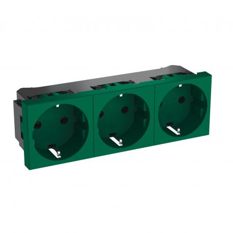 0° socket, protective contact, triple 3 | тройная 0° | зеленый; RAL 6029