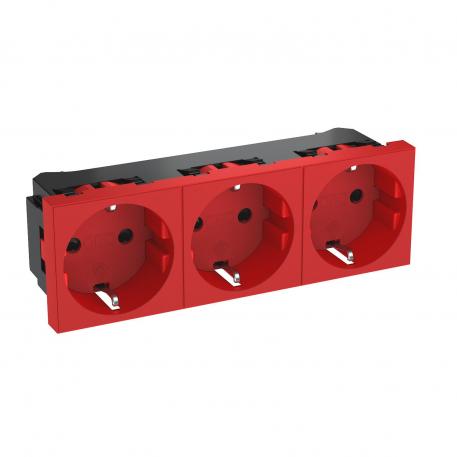 0° socket, protective contact, triple 3 | тройная 0° | красный; RAL 3001