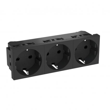 0° socket, protective contact, triple 3 | тройная 0° | цвет: черный; RAL 7021