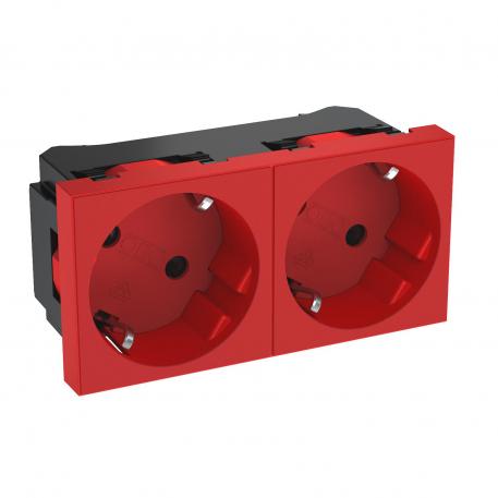 33° socket, protective contact, double 2 | двойная 33° | красный; RAL 3001