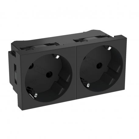 33° socket, protective contact, double 2 | двойная 33° | цвет: черный; RAL 7021