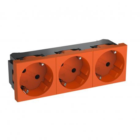 33° socket, protective contact, triple 3 | Triple 33° | Pure orange; RAL 2004