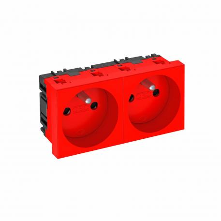 0° socket, with earthing pin, double 2 | Double 0° | Signal red; RAL 3001
