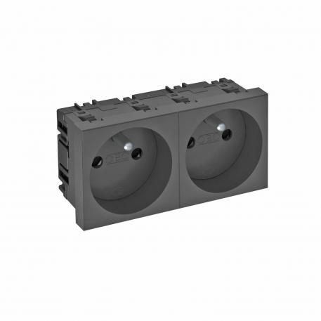 0° socket, with earthing pin, double 2 | Double 0° | Black-grey; RAL 7021