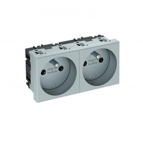 0° socket, with earthing pin, double 2 | Double 0° | Aluminium painted