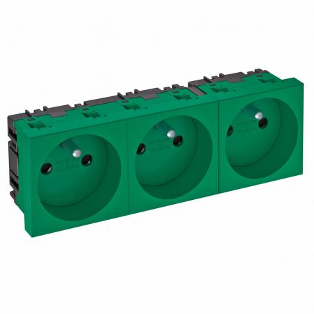 0° socket, with earthing pin, triple 3 | Triple 0° | Mint green; RAL 6029