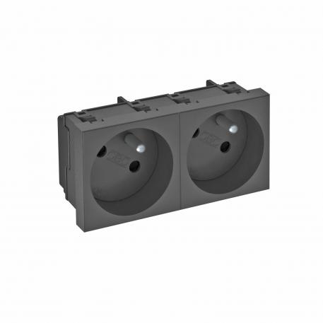 33° socket, with earthing pin, double 2 | Double 33° | Black-grey; RAL 7021