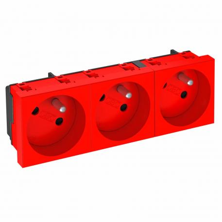 33° socket, with earthing pin, triple 3 | Triple 33° | Signal red; RAL 3001