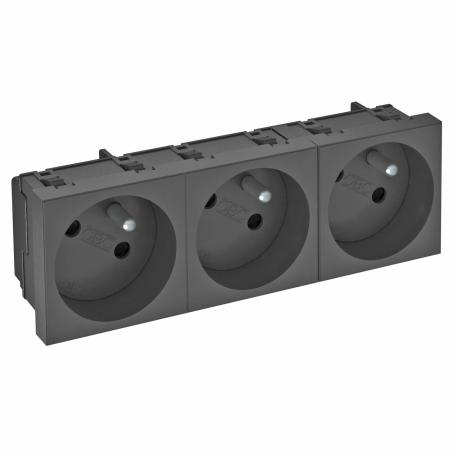 33° socket, with earthing pin, triple 3 | Triple 33° | Black-grey; RAL 7021