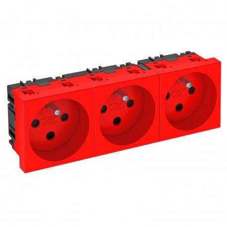 0° socket, with earthing pin, encoded version, triple