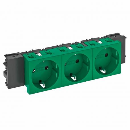Розетка 0° с Modul45 Connect c заземляющим  контактом, тройная 3 | тройная 0° | зеленый; RAL 6029