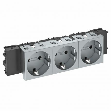 Розетка 0° с Modul45 Connect c заземляющим  контактом, тройная 3 | тройная 0° | алюминиевый лак