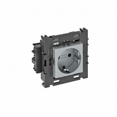 Розетка 0° серии Connect 80 с заземляющим контактом, одинарная 1 | одинарная 0° | алюминиевый лак