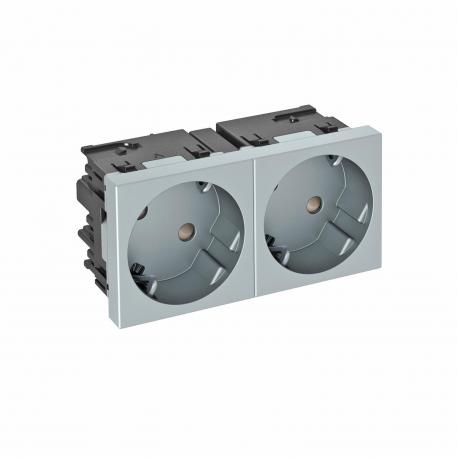 Розетка 33°, Modul45Connect, с защитным контактом, двойная 2 | двойная 33° | алюминиевый лак