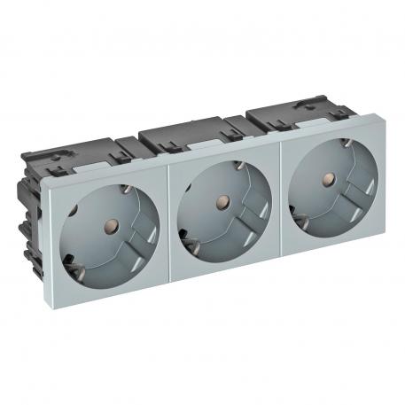 Розетка 33° с защитным контактом, тройная 3 | тройная 33° | алюминиевый лак