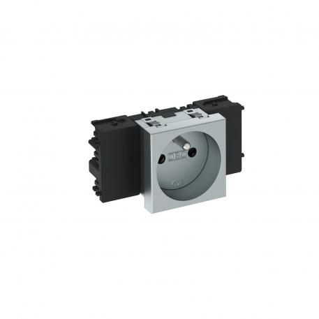 Розетка 0° серии Connect 45 с заземляющим стержнем, одинарная 1 | одинарная 0° | алюминиевый лак