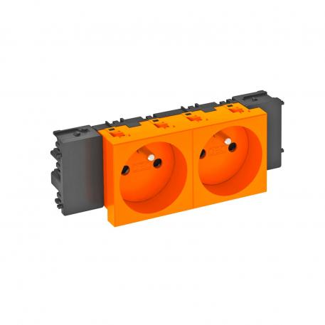 Розетка 0° серии Connect 45 с заземляющим стержнем, двойная 2 | двойная 0° | оранжевый; RAL 2004