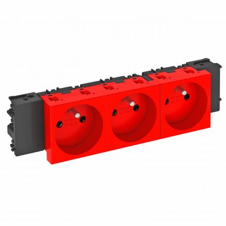 Розетка 0° серии Connect 45 с заземляющим стержнем, тройная 3 | тройная 0° | красный; RAL 3001