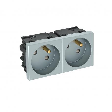 Розетка 33° серии Modul45Connect 45 с заземляющим стержнем, двойная 2 | двойная 33° | алюминиевый лак
