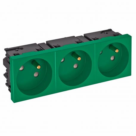 Розетка 33° серии Modul45Connect 45 с заземляющим стержнем, тройная 3 | тройная 33° | зеленый; RAL 6029