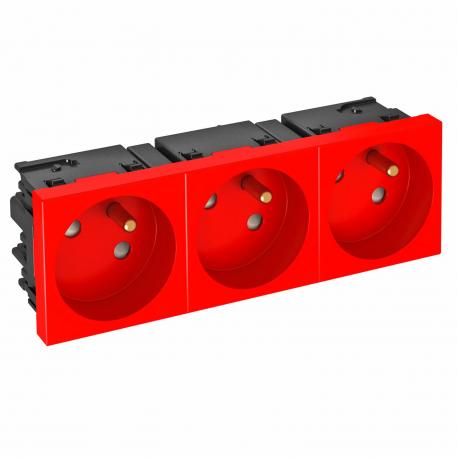 Розетка 33° серии Modul45Connect 45 с заземляющим стержнем, тройная 3 | тройная 33° | красный; RAL 3001