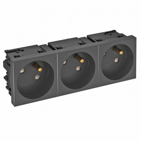 Розетка 33° серии Modul45Connect 45 с заземляющим стержнем, тройная 3 | тройная 33° | цвет: черный; RAL 7021