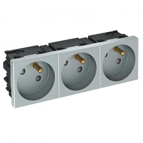 Розетка 33° серии Modul45Connect 45 с заземляющим стержнем, тройная 3 | тройная 33° | алюминиевый лак