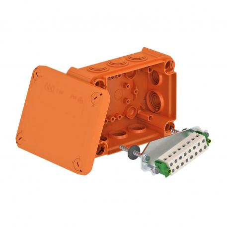 FireBox T100ED for data technology with internal fastening 136x102x57 | 10 | IP66 | 8x M25 2x M32 | Pastel orange; RAL 2003