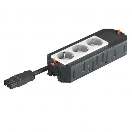 Укомплектованная монтажная коробка UTC4 W с 3 розетками с заземляющим контактом, белого цвета