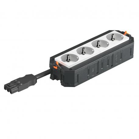 Укомплектованная монтажная коробка UTC4 W с 4 розетками с заземляющим контактом, белого цвета