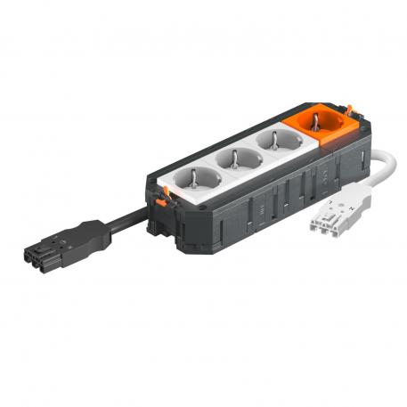 Укомплектованная монтажная коробка UTC4 W с 3+1 розетками с заземляющим контактом