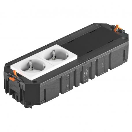 Укомплектованная монтажная коробка UTC4 с 2 розетками с защитным контактом