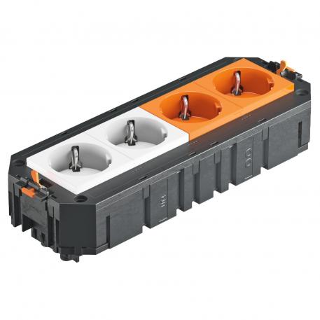 Укомплектованная монтажная коробка UTC3 с розетками с защитным контактом 2+2