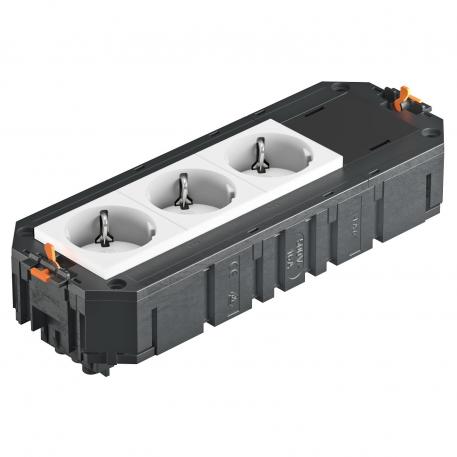 Укомплектованная монтажная коробка UTC4 с 3 розетками с защитным контактом