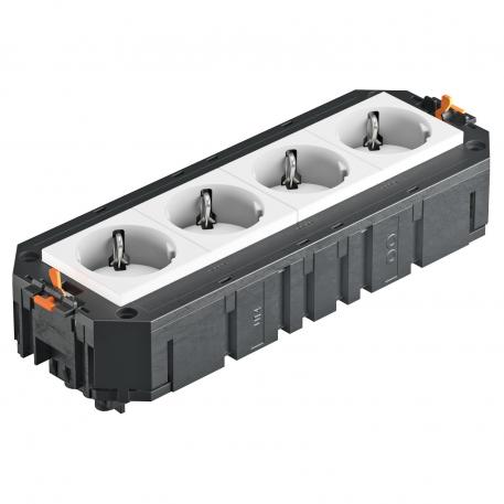 Укомплектованная монтажная коробка UTC4 с 4 розетками с защитным контактом